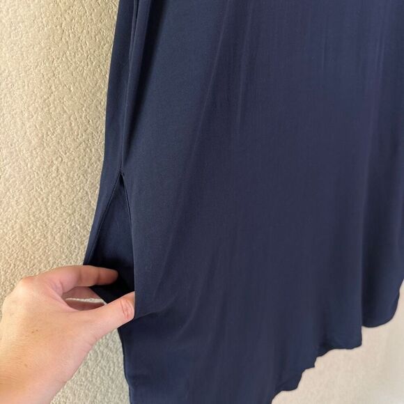 CP Shades Oversized Rayon Shirt Dress Womens Sz XS Navy Blue Pockets Minimalist - Picture 3 of 10